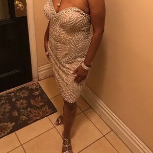 Elegant Cream Beaded Dress
